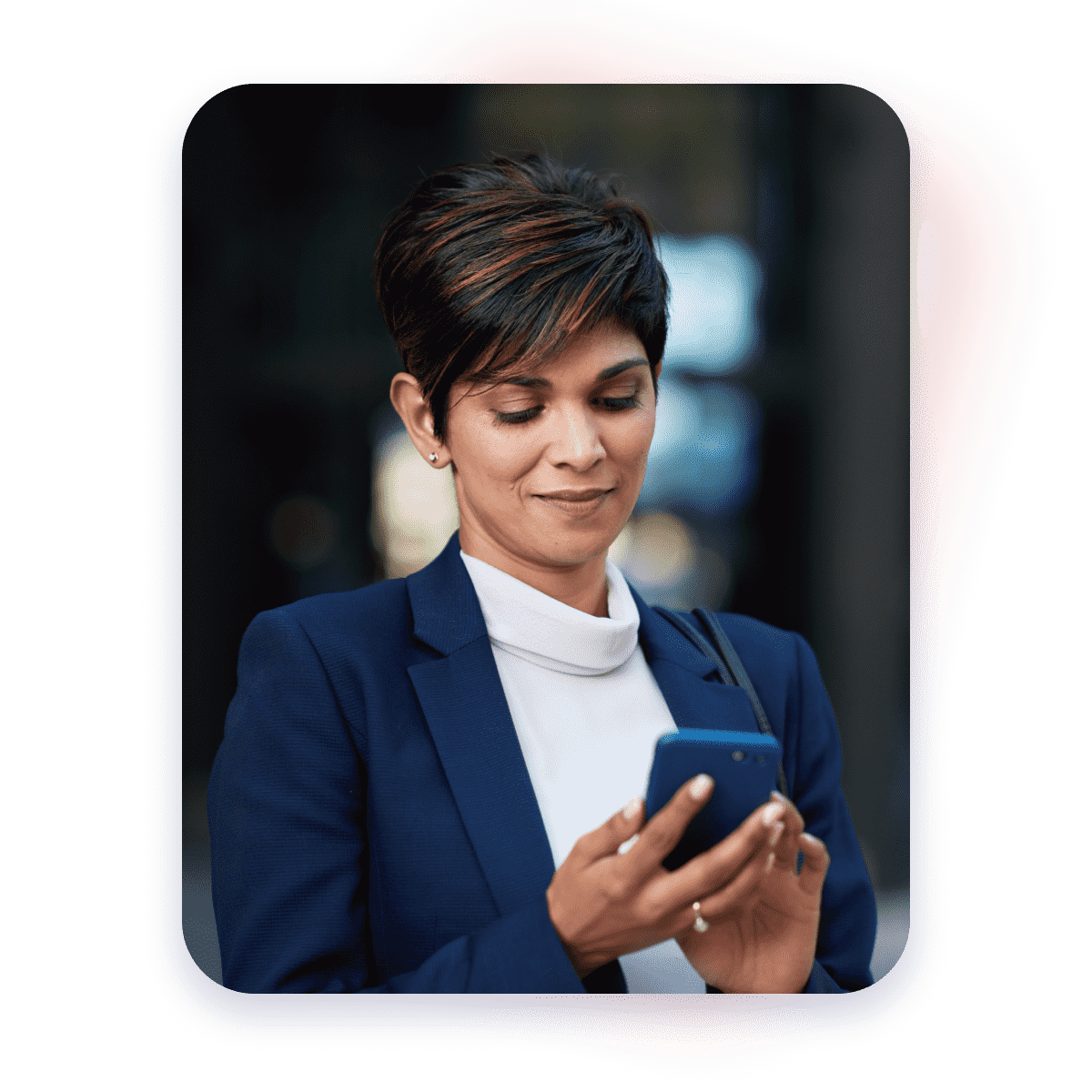 Real estate agent using her smartphone