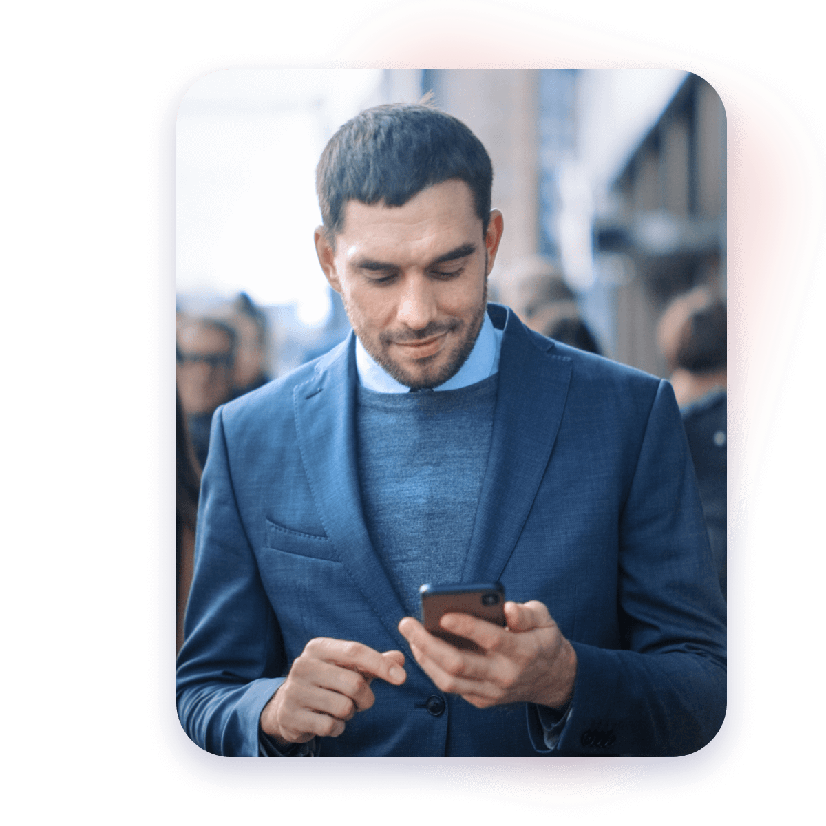 man looking at mobile device