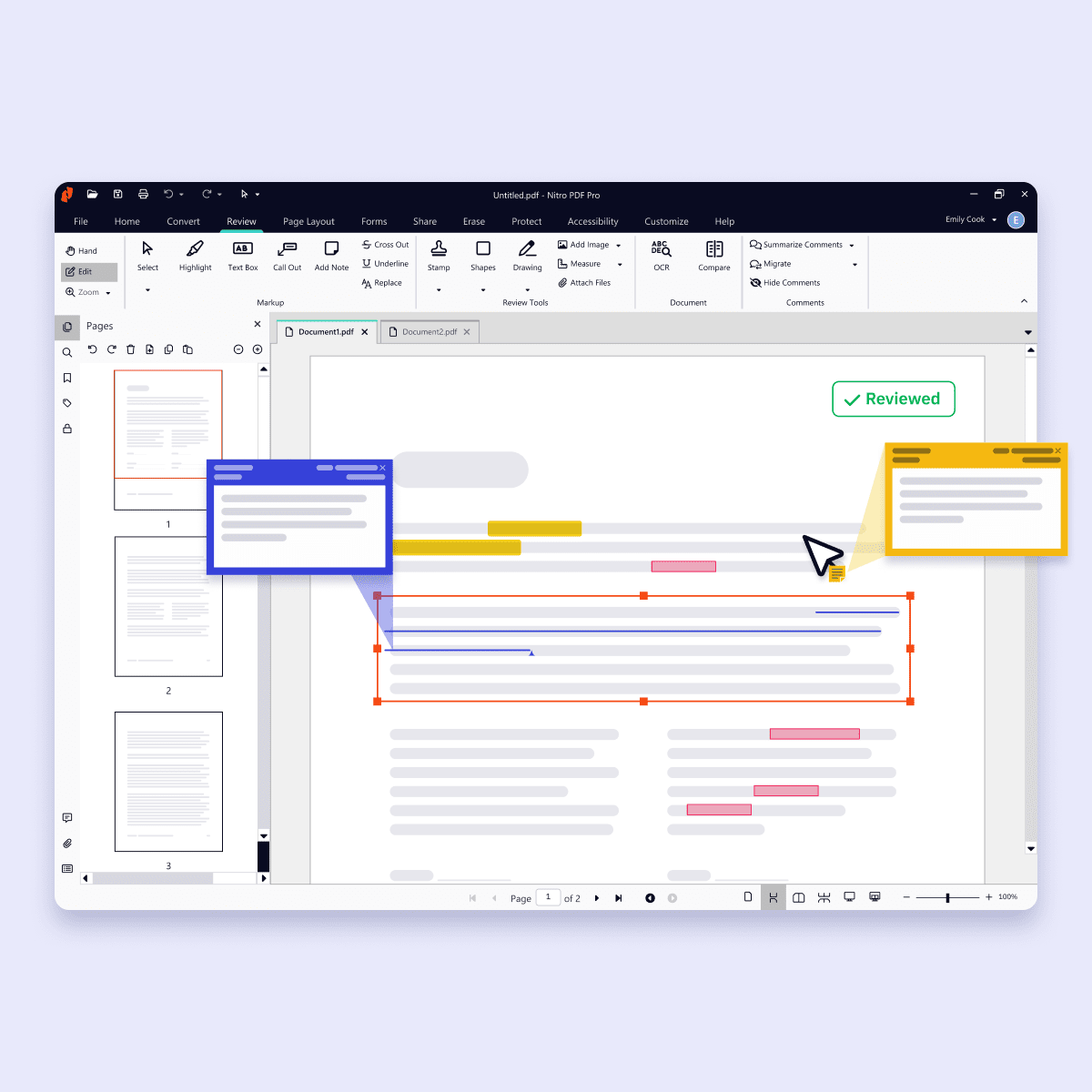 Screenshot showing the edit and annotate tools in Nitro PDF Pro